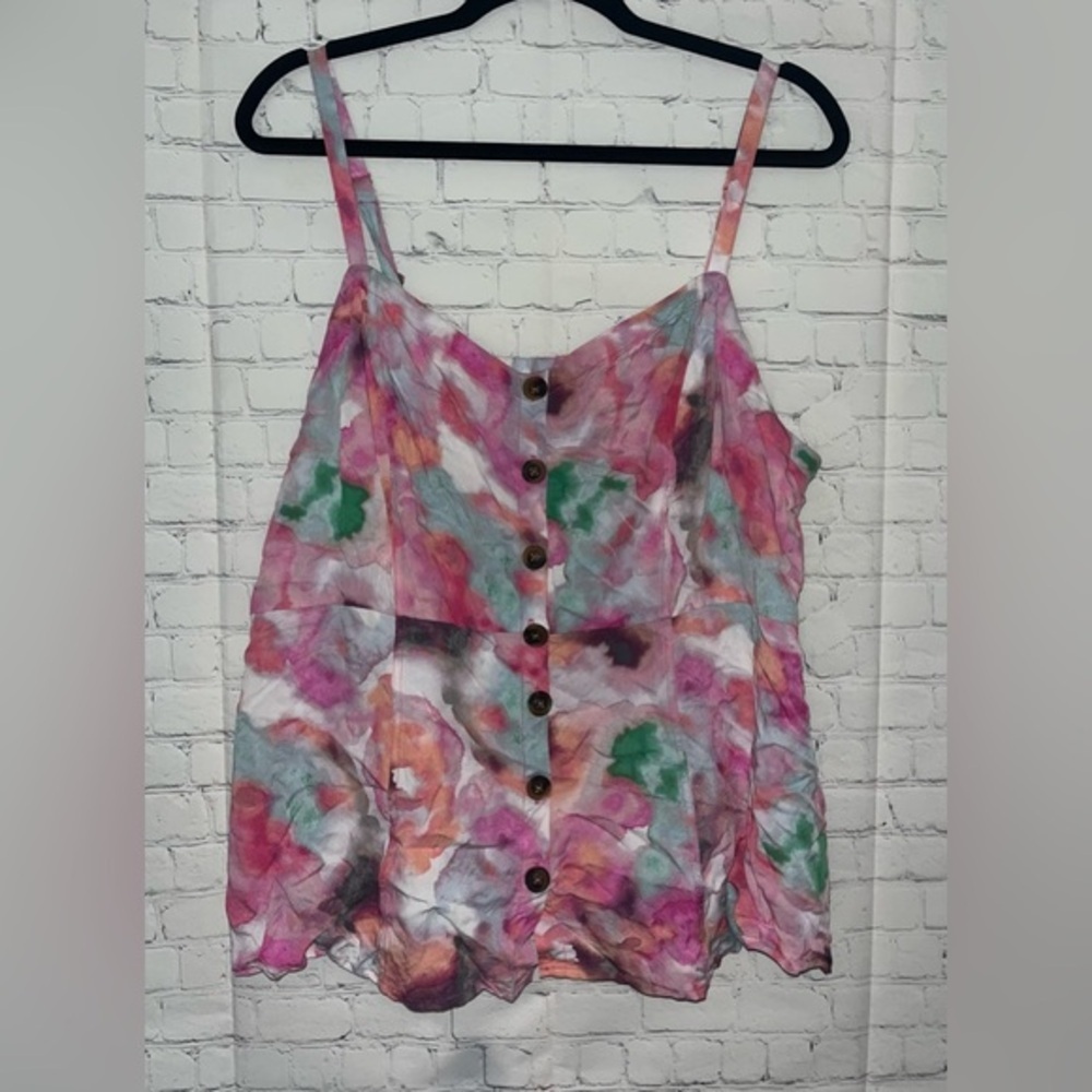 torrid MulticolorSummer Floral Watercolor Button-Front Tank